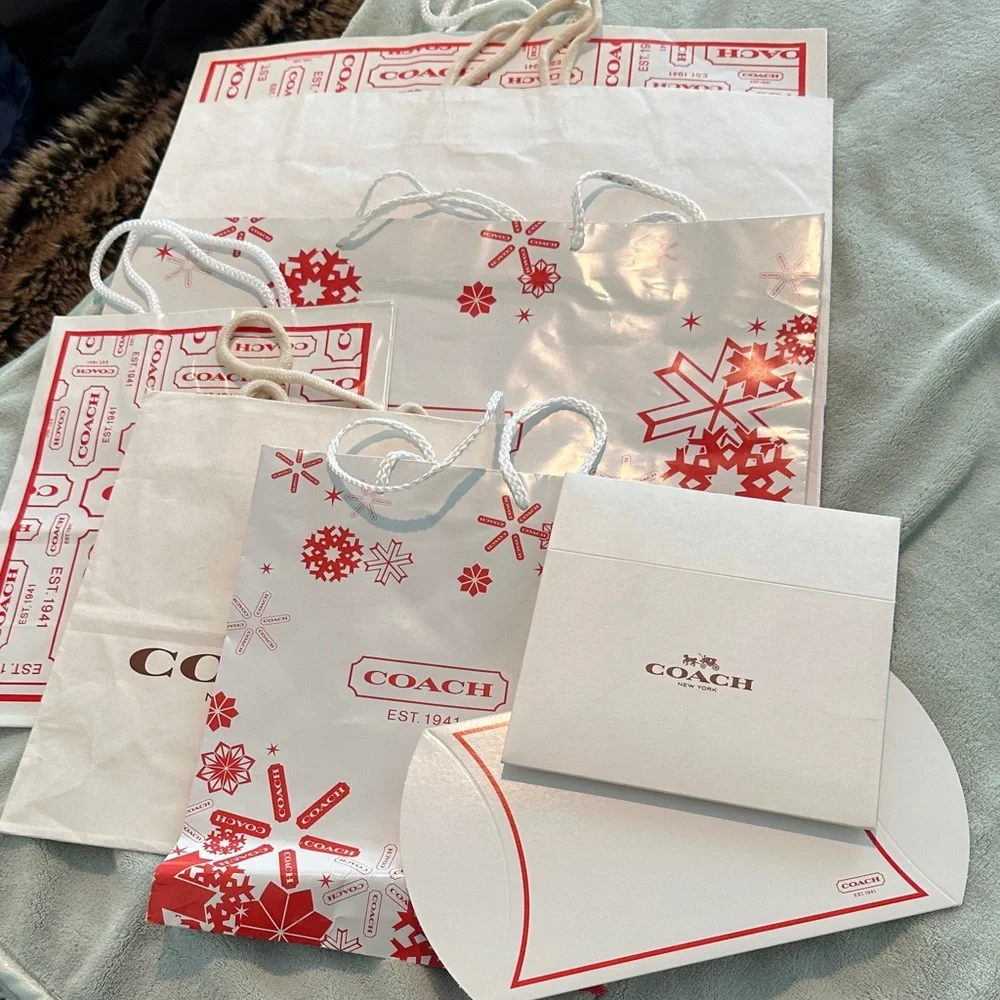 Bundle of 8 Coach Red & White Gift Bag Collection